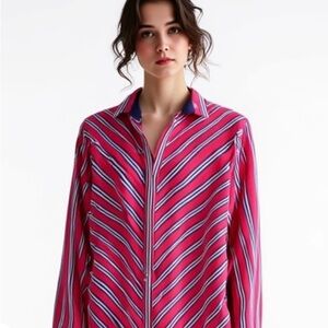 Chico Striped Women's Top no-iron chic stretch Size 4 (XXL)